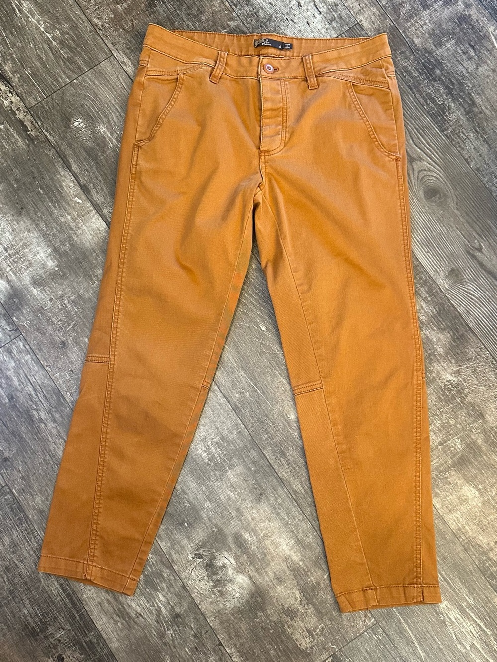 Prana Burnt Orange Cotton Button-Fly Pants Size 6